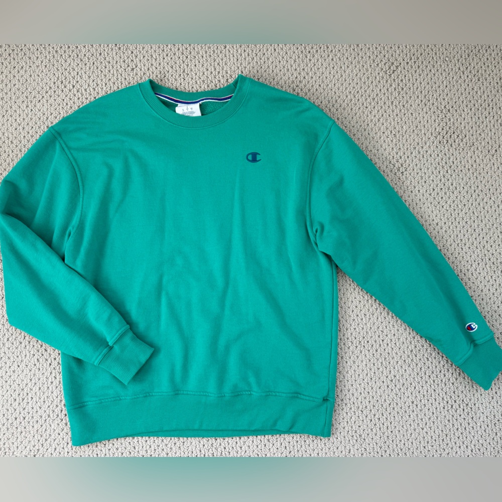 Champion Green Crewneck Sweatshirt with Navy Logo